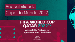 Imagem de cabeçalho com os textos: Acessibilidade Copa do Mundo 2022